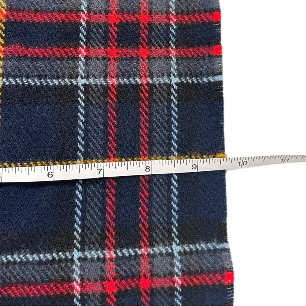 The House of Edgar Scottish Wool Navy Red Tartan Heritage Plaid Fringe Scarf New